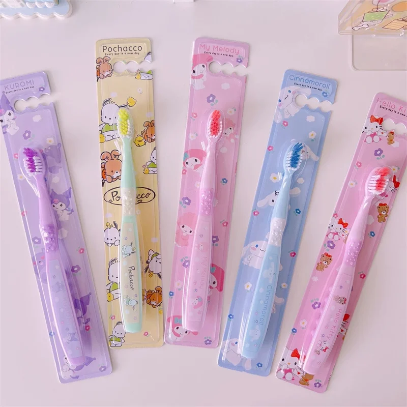 Sanrio Toothbrush Cute Cartoon Cinnamoroll Hello Kitty Colorful Student Toothbrush Clean Oral Children's Back To School Gift