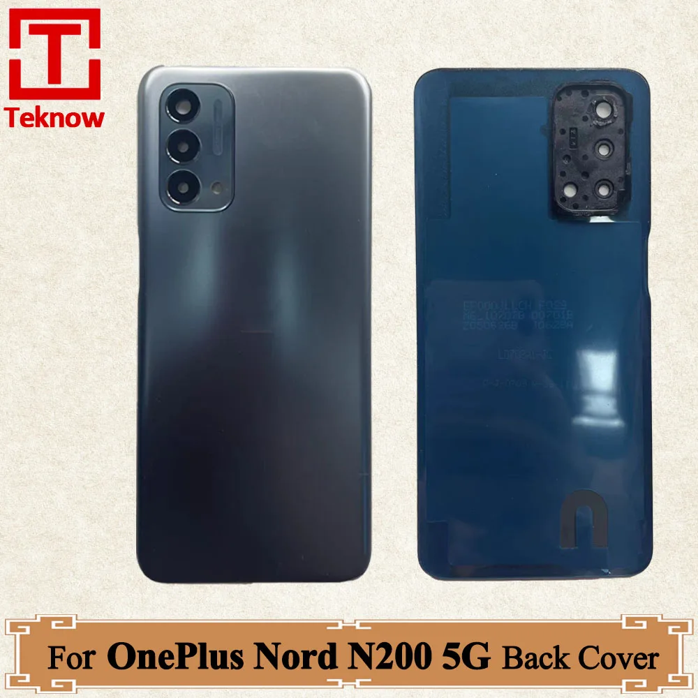 Original Back Battery Cover For OnePlus Nord N200 5G Back Cover DE2118 DE2117 Rear Door Housing With Camera Lens Replacement