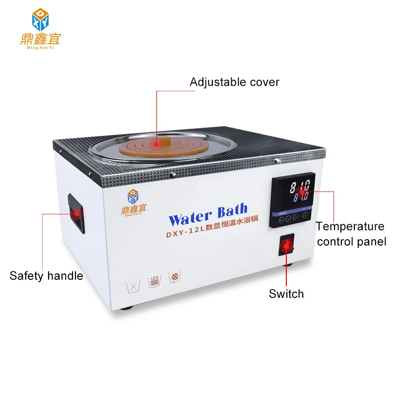 Dxy 12l digital laboratório banhos de água pid auto-tuning equipamentos de aquecimento termostática dispositivos de aço inoxidável + função de temporização