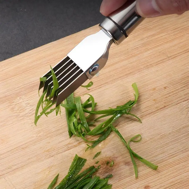 1pc Stainless Steel Scallion Cutter Shred Silk The Knife Vegetable Onion And Garlic Cutting Machine Quick Shredder Kitchen Tool