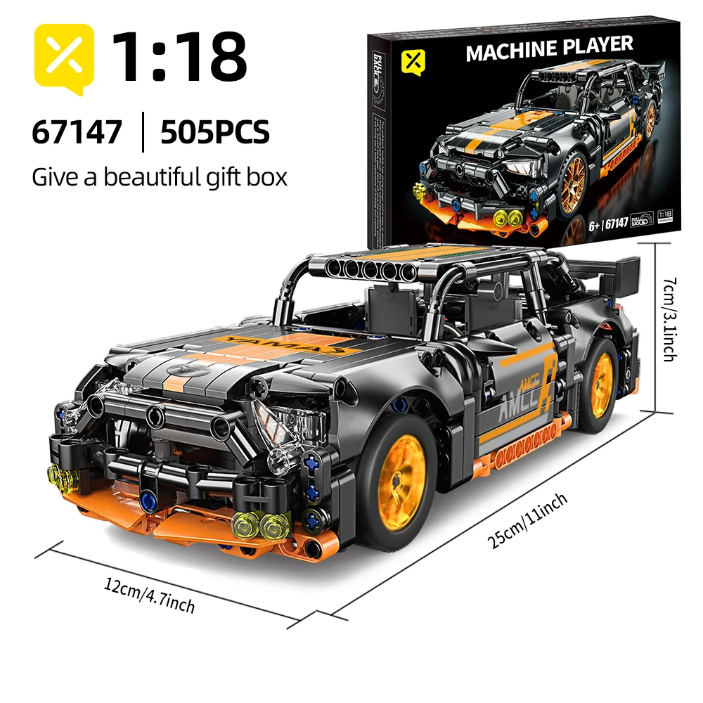 ToylinX 505PCS Technical Super Racing Car Model Building Blocks Automobile Pull Back DIY MOC Vehicle Bricks Children Toys