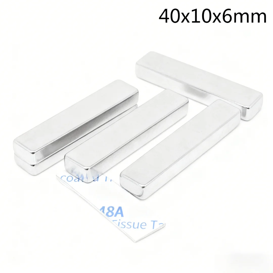 40x10x6mm Block Strong Powerful Magnets With Self - Adhesive Tape 40**10*6 For Fridge DIY Building Scientific Craft 40x10x6
