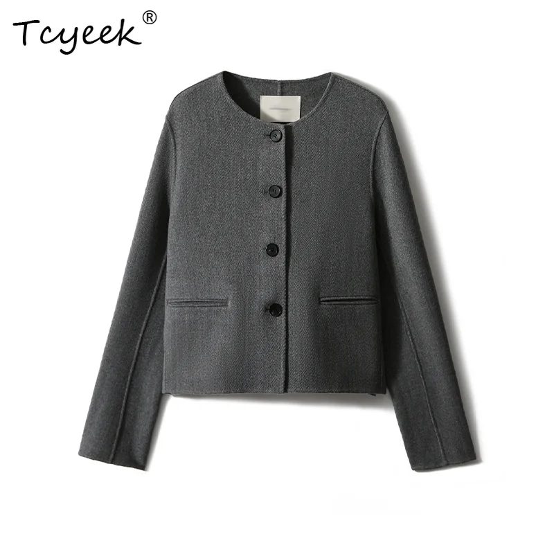 

Tcyeek, Elegant Coat For Women, Sheep Wool Mulberry Silk, Silky, Commuting Vintage Jackets, 2024 Autumn Winter New C49407QM