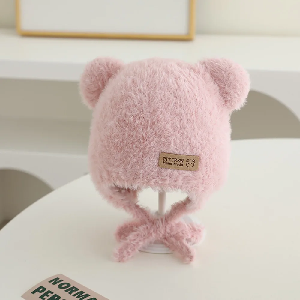 

Cute Bear Ear Protection Hat Solid Velvet Windproof Earmuffs Cap Beanies Winter