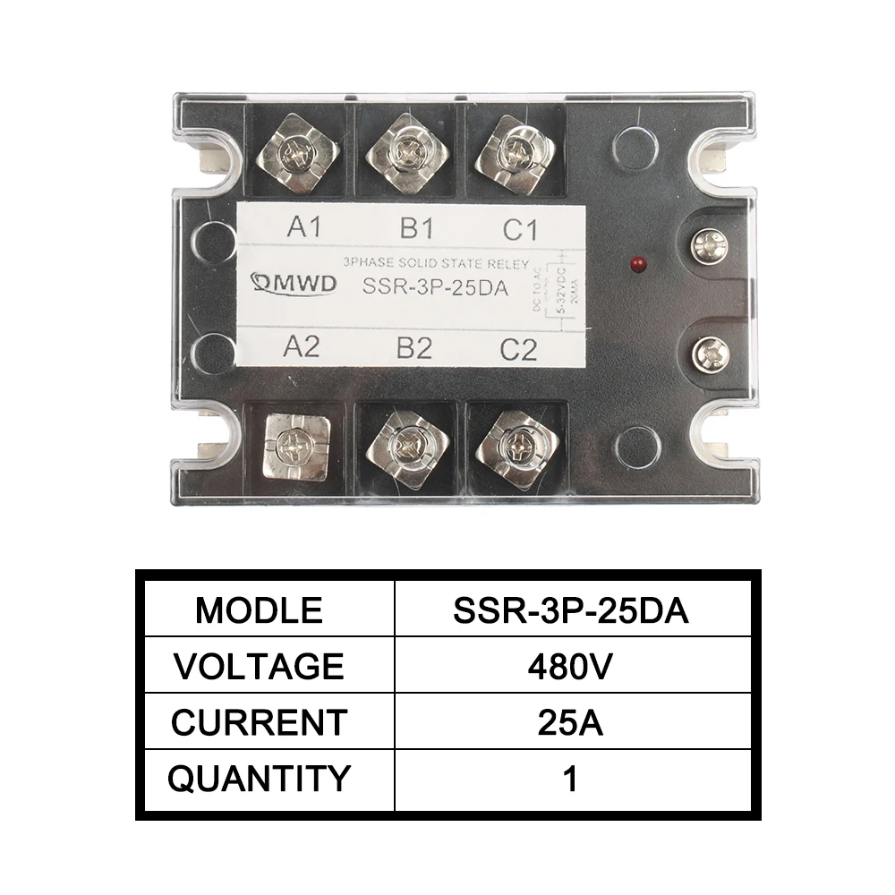 SSR 25DA/40DA DC Control AC Three Phase Solid State Relay 480VAC 3-32VDC