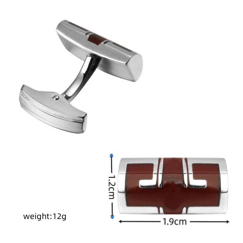 Men\'s French shirt cufflinks made of copper material wine red enamel curved pattern cufflinks wedding jewelry