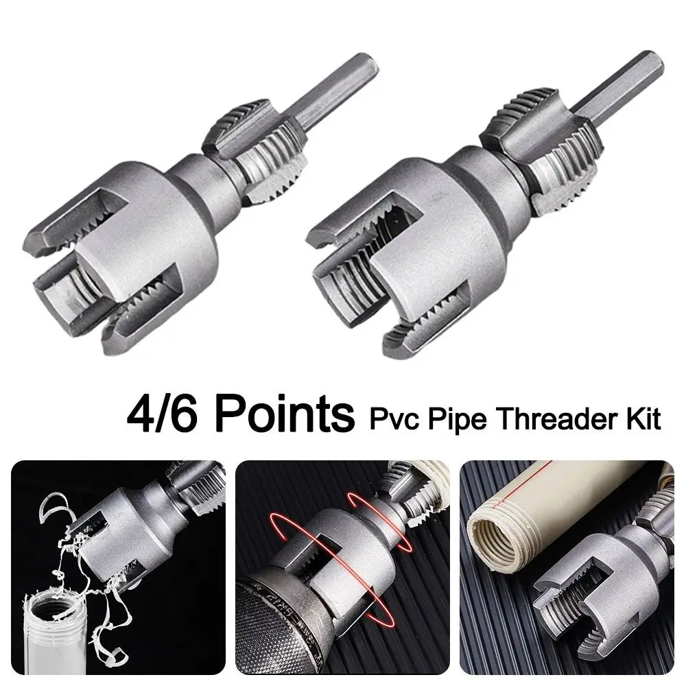 Durable 4/6 Points Pvc Pipe Threader Kit Internal/External Thread Fast Thread Tap Pipe Threader Pipe Waterpipe Tapping Tool