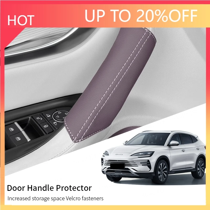 NEW1 For Byd Song Plus Seal U Dmi EV 2020-2025 Car Door Inner Handles Soft Leather Protective Cover Scratching Anti-bumping