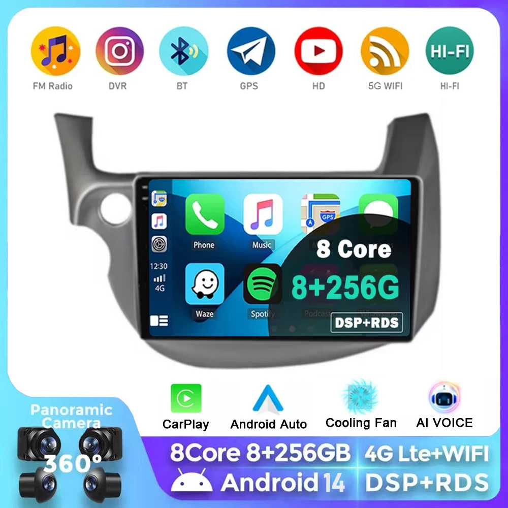 

Android 14 Car Stereo Radio Multimedia Wireless Carplay Android Auto For HONDA FIT JAZZ 2007 2008 2009 2010 2011-2014 AUto BT 4G