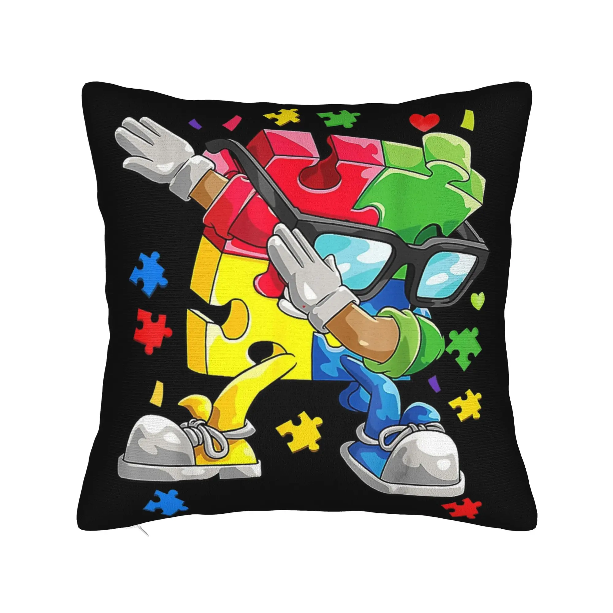 Dabbing Puzzle Autism Awareness Pillowcase Merchandise Printing Cushion Cover Decor  Pillow Case Cover Home Multi-Size