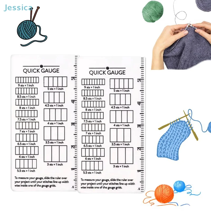 ♥ مسطرة قياس سريعة للتحقق من حجم غرزة المشاريع المتماسكة والكروشيه