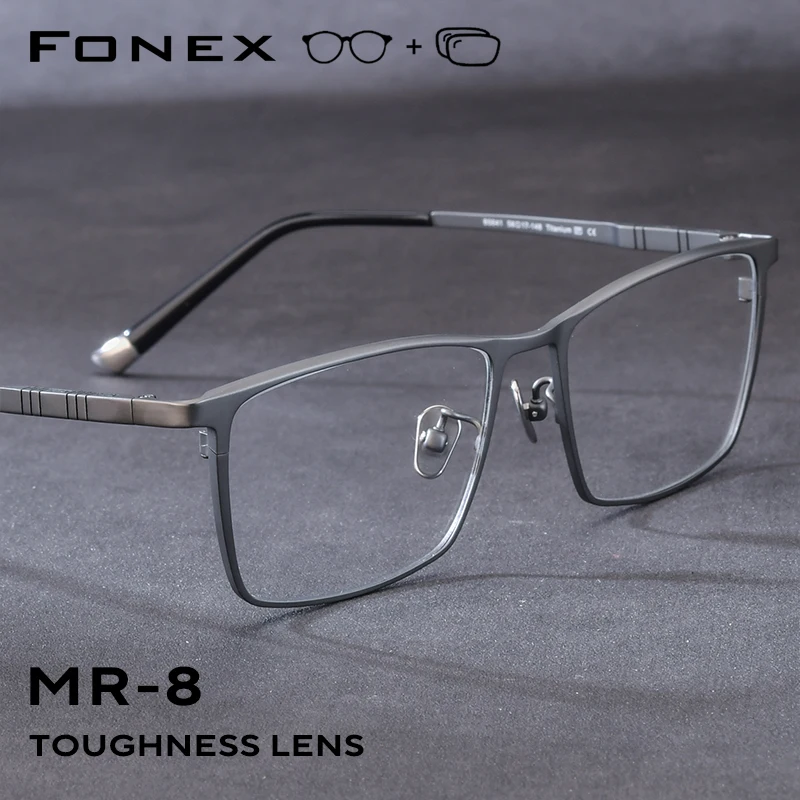 Progressive Prescription Eyeglasses Custom Anti Blue Photochromic Myopia Optical Lens Eyewear Men Square Glasses Titanium Frames