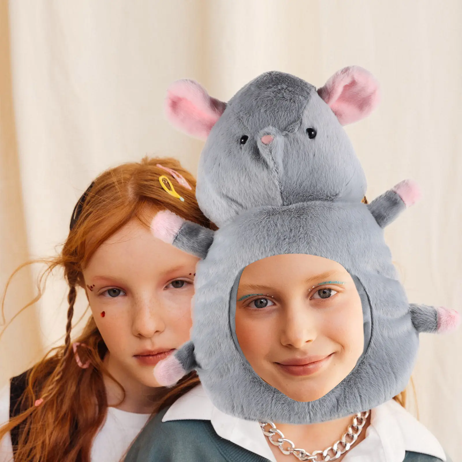 Rat Costume Hat Creative Mouse Hat Costume Cartoon Animal Headwear for Halloween Party Photo Booth Birthday Cosplay Dress Up Fun