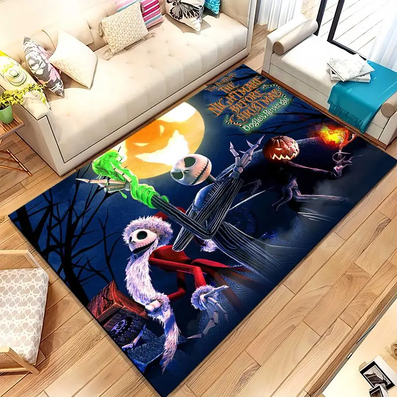 Cartoon N-Nightmare Before Christmas Jack Halloween Non-Slip Area Rug for Living Room,Bedroom Carpet Mat for Sofa,Home Decor