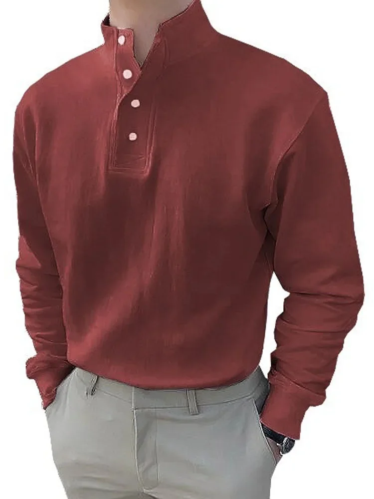

Spring Autumn Men Blouse Tops Casual Male Stand Collar Button Long Sleeve Button OL Shirt Мужские рубашки с длинными рукавами