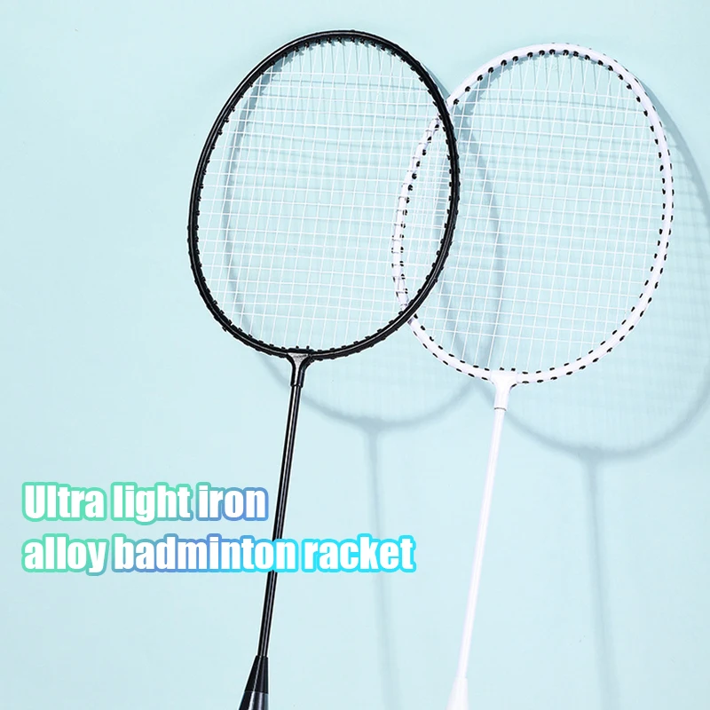 2pcs Split Body Iron Alloy Adult Badminton Racket Durable Double Racket Student Training