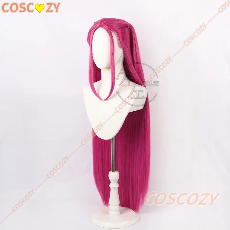 Perruque de Cosplay du film animé KPop Demon Hunters Mira, cheveux longs Rose rouge Huntrix, fête d'halloween pour femmes et filles, accessoire de jeu de rôle