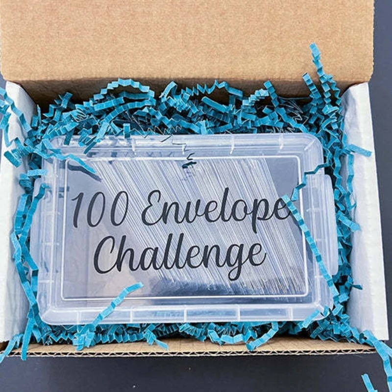 100 Money Saving Envelope Challenge Kits with 100 Number Stickers and Clear Plastic Storage Box for Budget Organizing