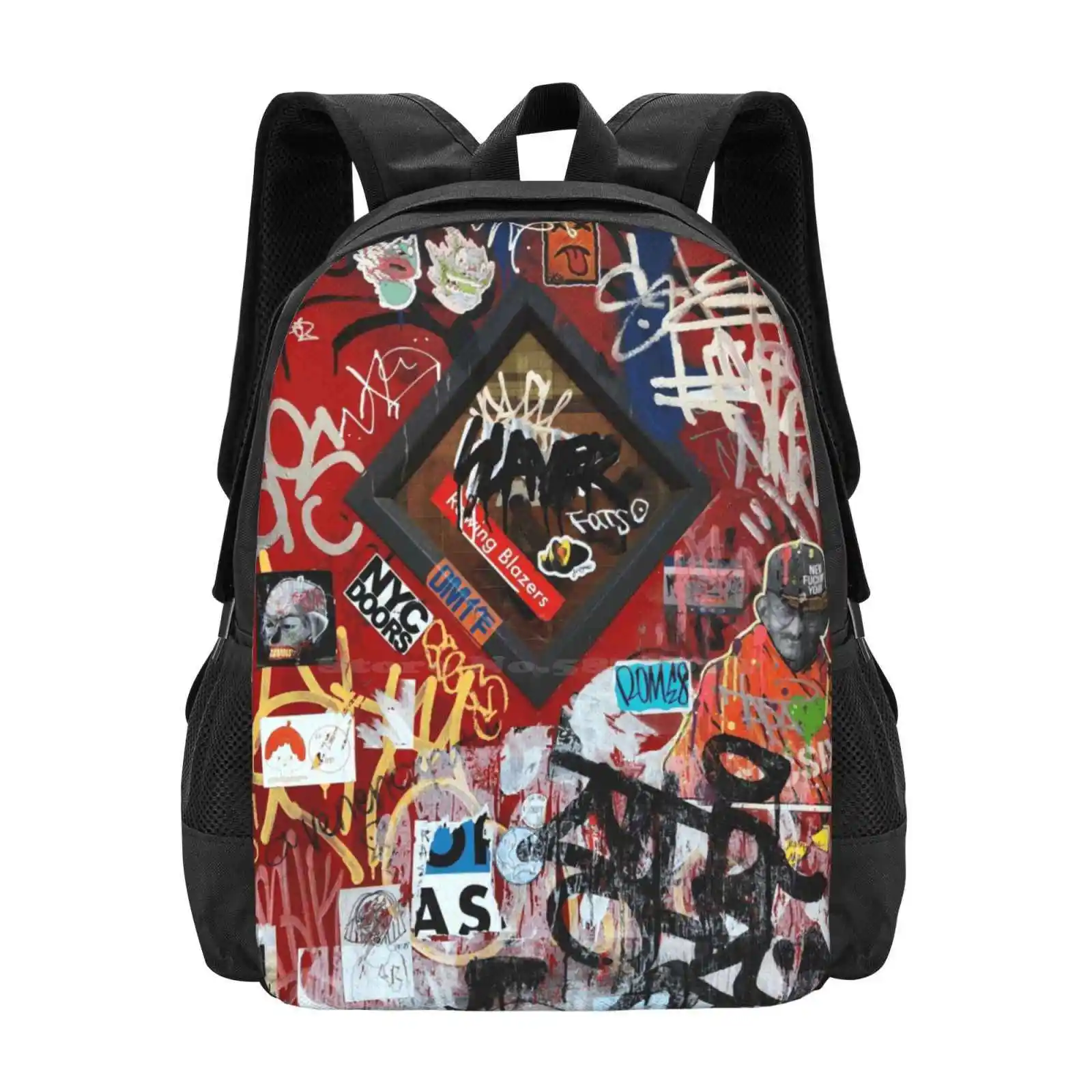 New York City Doors Graffiti Hot Sale Backpack Fashion Bags New York City Manhattan Graffiti Spray Paint Doors Mahatma Gandhi