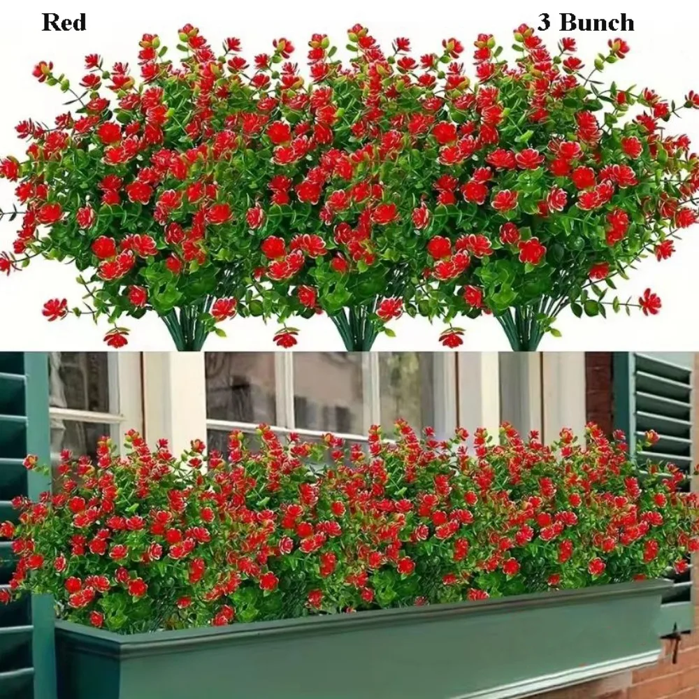 3 Bouquets de Fleurs Artificielles Multicolores en Plastique 34cm – Simulation Réaliste de Fleurs de Printemps et Herbes Décoratives