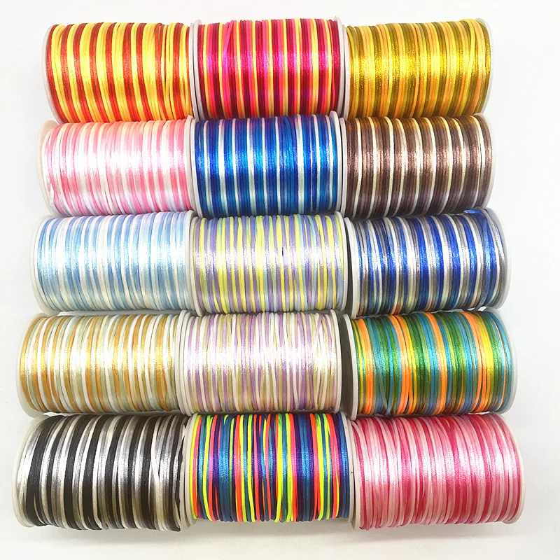 5yards/lot 2.0mm Gradual Change Colourful Chinese Knot Line Cord Silk Satin Cord Nylon Cord DIY Handmade Knitting String Cords