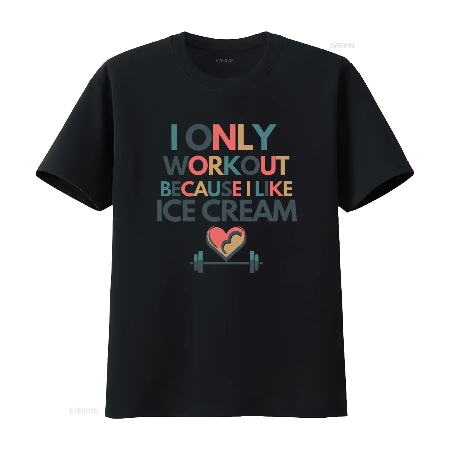 T-shirt « Je ne fais que de l'exercice car j'aime la crème glacée » – Cadeau pour les gourmands, citation répliqueable, style vintage, délavé, doux, unisexe, motif graphique