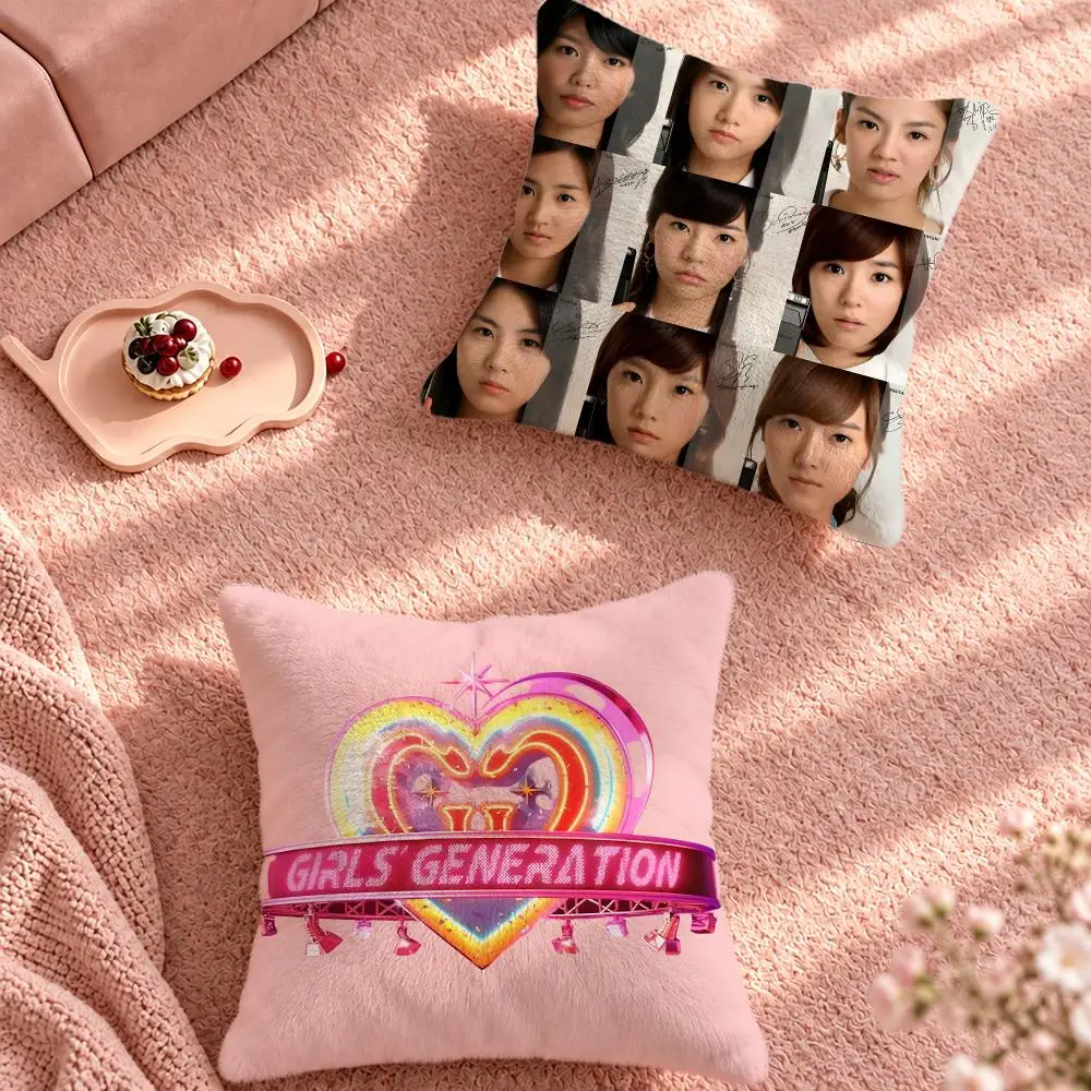Group K-Pop Girls' Generation Cushion Cover Cute Cartoon Throw Pillow Cover Soft Plush Cushion Cover Sofa Bedroom Home Decor