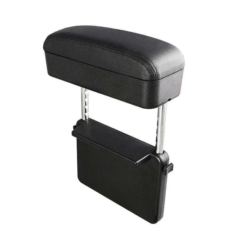 Wireless Charging Car Armrest Box with Center Console Storage and Elbow Support, PU Leather Universal Organizer with USB Data