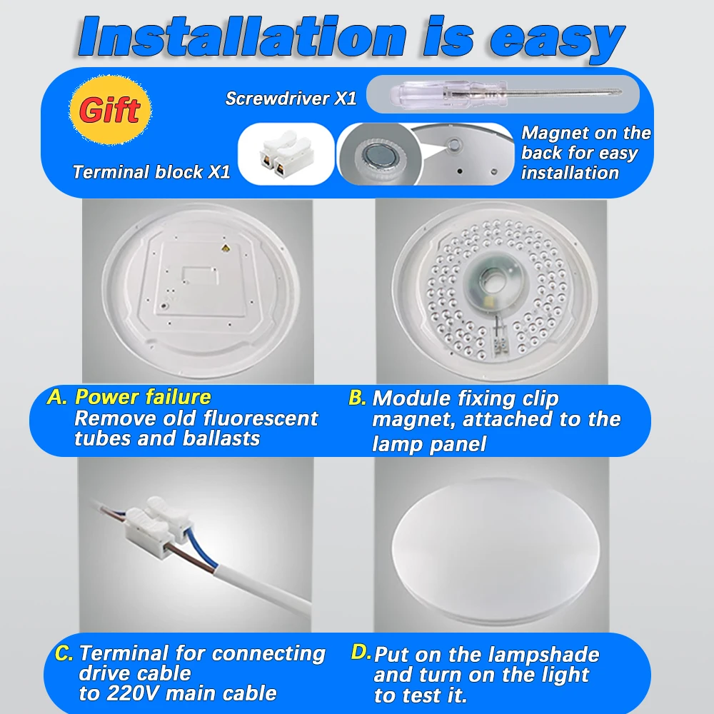 المنزل LED ضوء السقف تجديد مصباح مجلس مصباح الأساسية استبدال مصدر الضوء وحدة الشفط المغناطيسي السوبر مشرق
