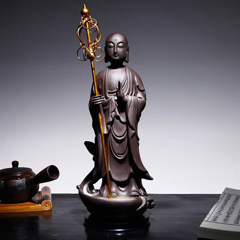 

Zisha Buddhist Ksitigarbha Bodhisattva backflow incense burner innovative crafts incense incense Buddha statue ornaments