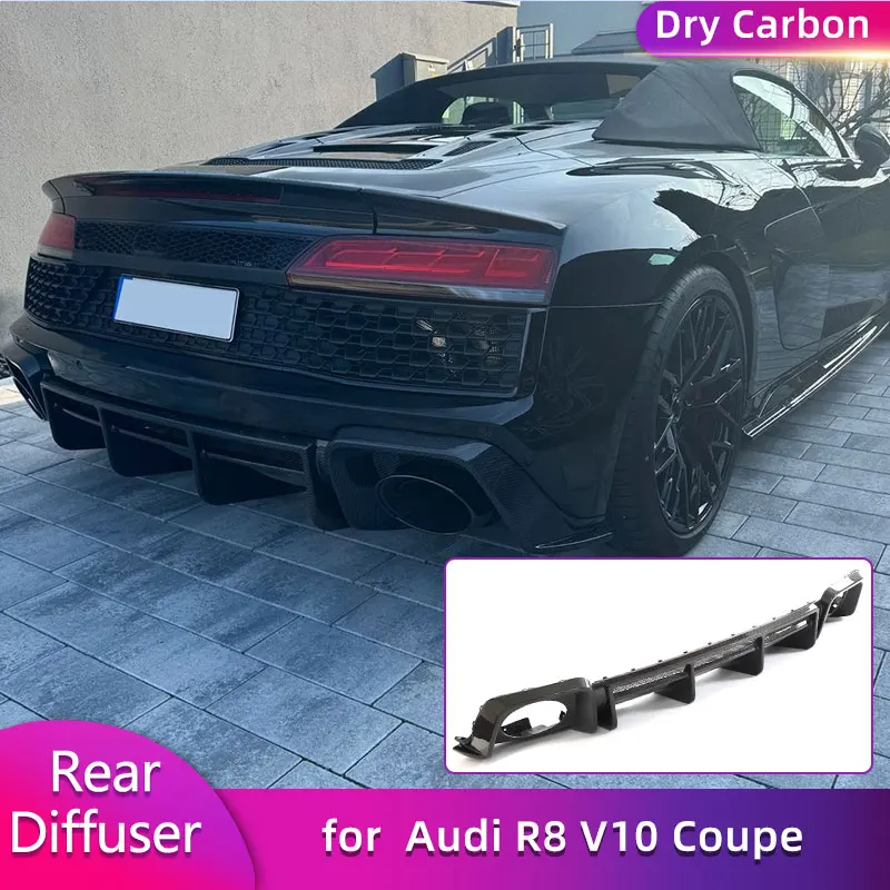 

Prepreg Dry Carbon Rear Bumper Diffuser Lip Spoiler for Audi R8 V10 Coupe Convertible 2022 2023 Car Rear Lip Apron Body Kit