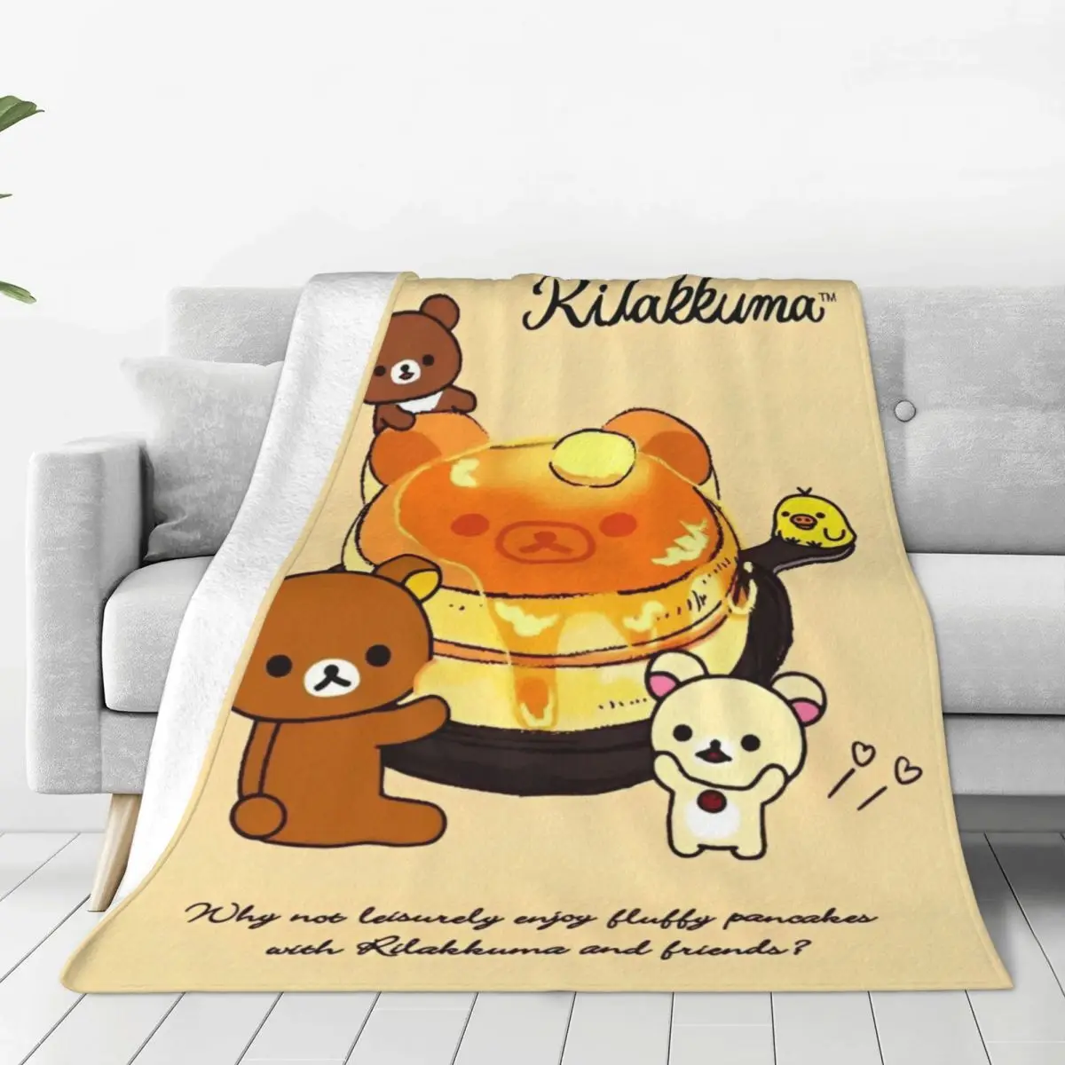 Soft Warm Blanket Travel Rilakkuma Cartoon Throw Blanket Flannel Bedspread For Home Decor Fluffy Sofa Bed Cover