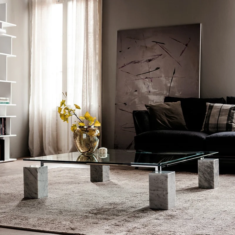 

Durable Style Furniture Tempered Glass Metal Marble Coffee Table Modern