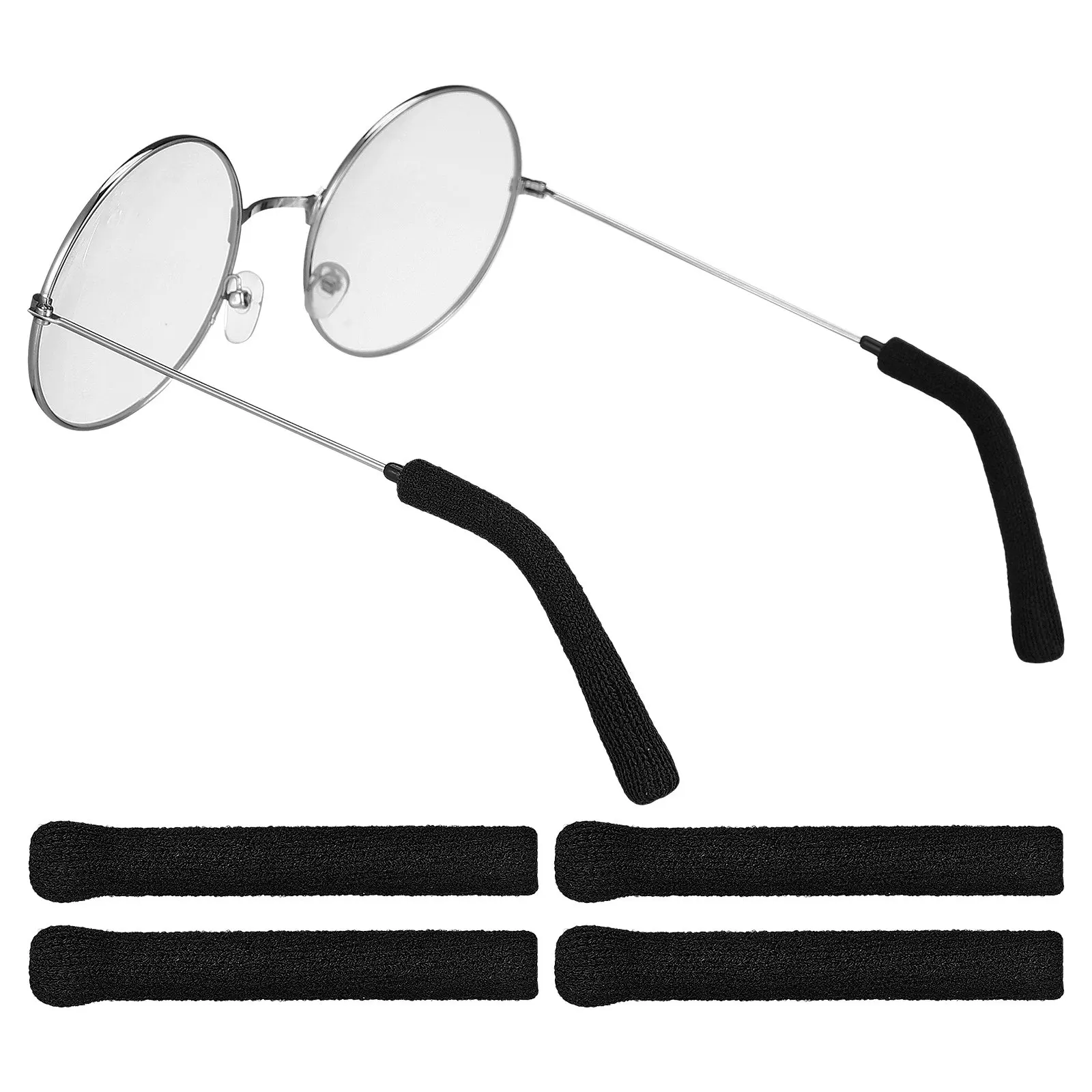 

2Pairs Glasses Ear Pads Soft Stretchy Knit Nonslip Temple Covers Cushioned Ear Grips for Comfortable Long Wear Glasses