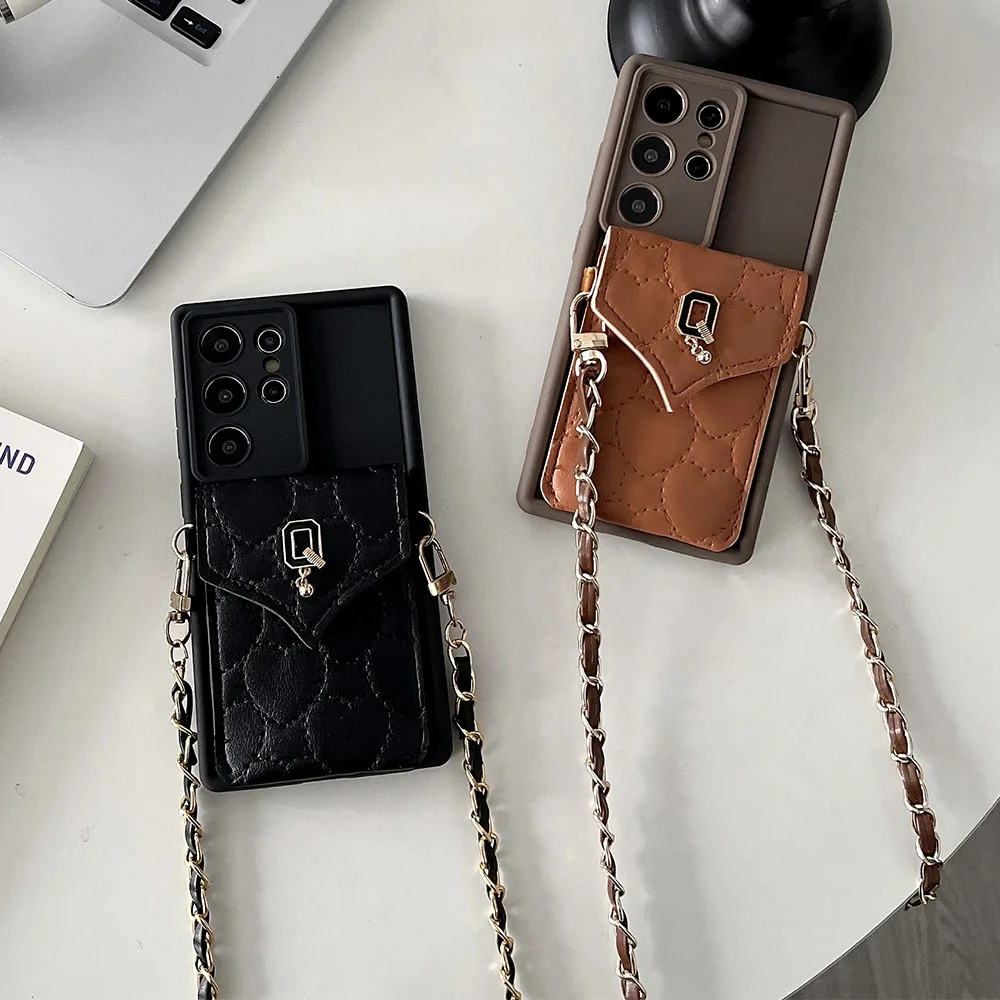 

Чехол-кошелек Q Bag через плечо с держателем для карт для Samsung Galaxy Note 20 S25 Edge S24 S23 S22 S21 S20 FE Ultra Plus A56 A36 A26 A16 5G