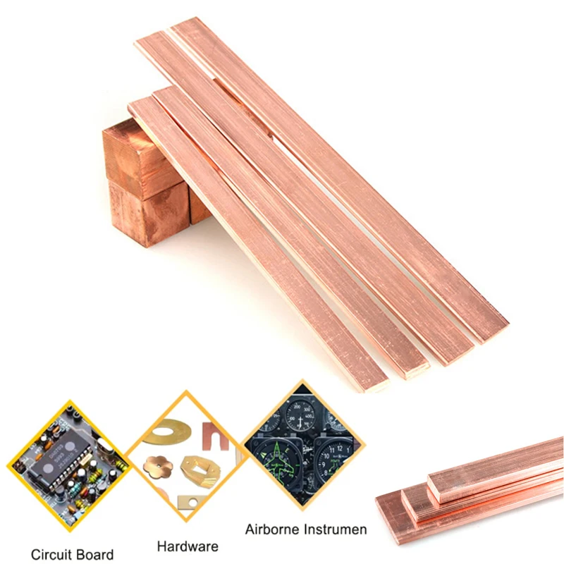 1PCS T2 Metal Rod Red Copper Flat Bar Strip 99.95% Pure Copper Plate Thickness 1/1.5/2/3/4/5mm*15MM*250MM