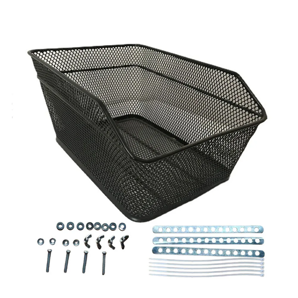 

1 Set Bike Rear Rack Basket Thickened And Denser Iron Wire Large Capacity 40*30*20cm Bicycle Accessories