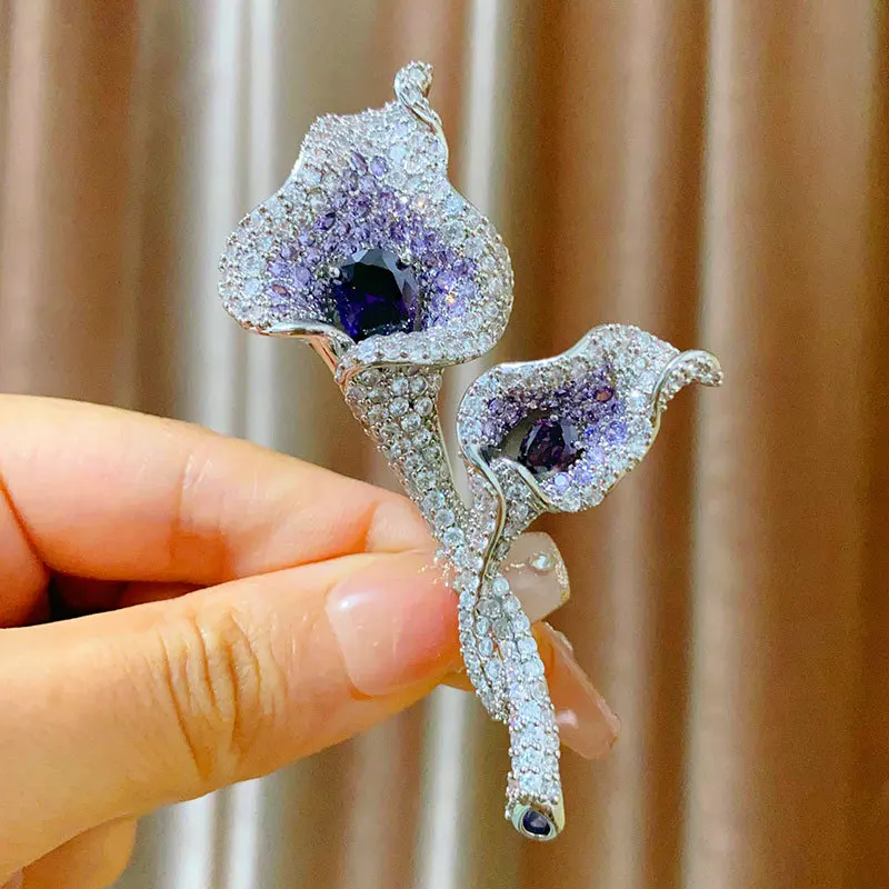 Exquisite Luxury Morning Glory Tulip Carnation Camellia Brooches High-end Design Daisy Rose Broches Pins Temperament Accessories