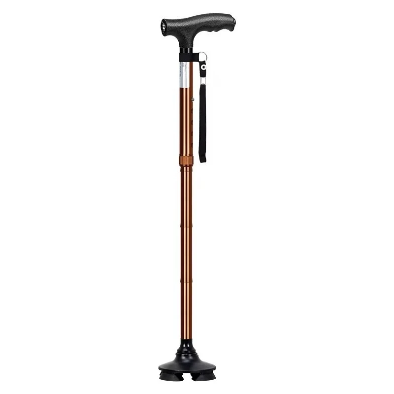 

With LED Lights New Fashionable Lightweight Aluminum Alloy Four Legged Folding Canes for Elderly Walking Sticks