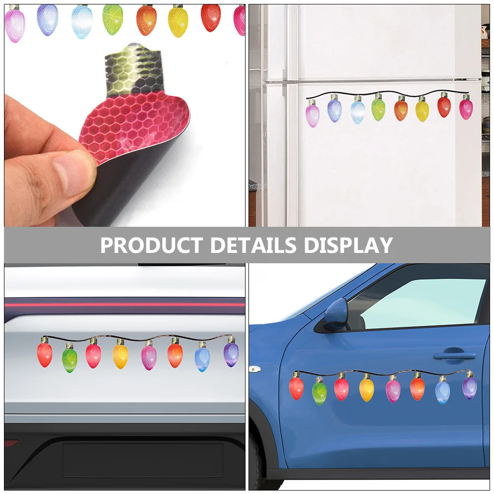 

1 set Reflective Christmas Light Bulb Car Magnets Sticker For Refrigerator Garage Door Auto Holiday Decoration Magnetic Xmas Car