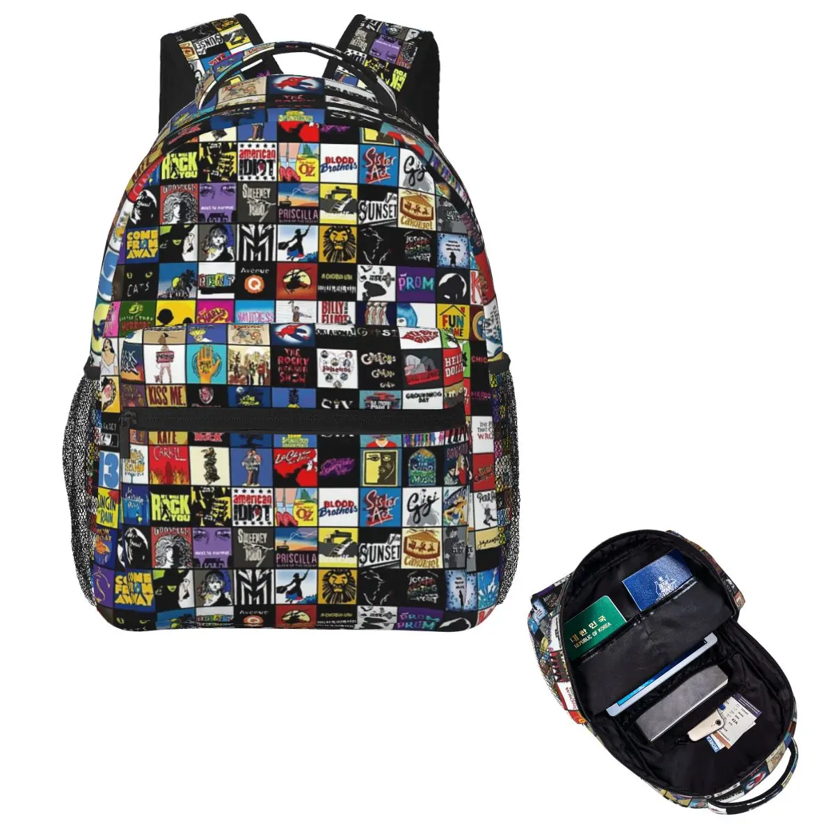 

Логотипы Broadway Musical Theater - нарисованный вручную рюкзак, горячая распродажа, рюкзак большой вместимости для мальчиков и девочек, школьная сумка, сумки на плечо