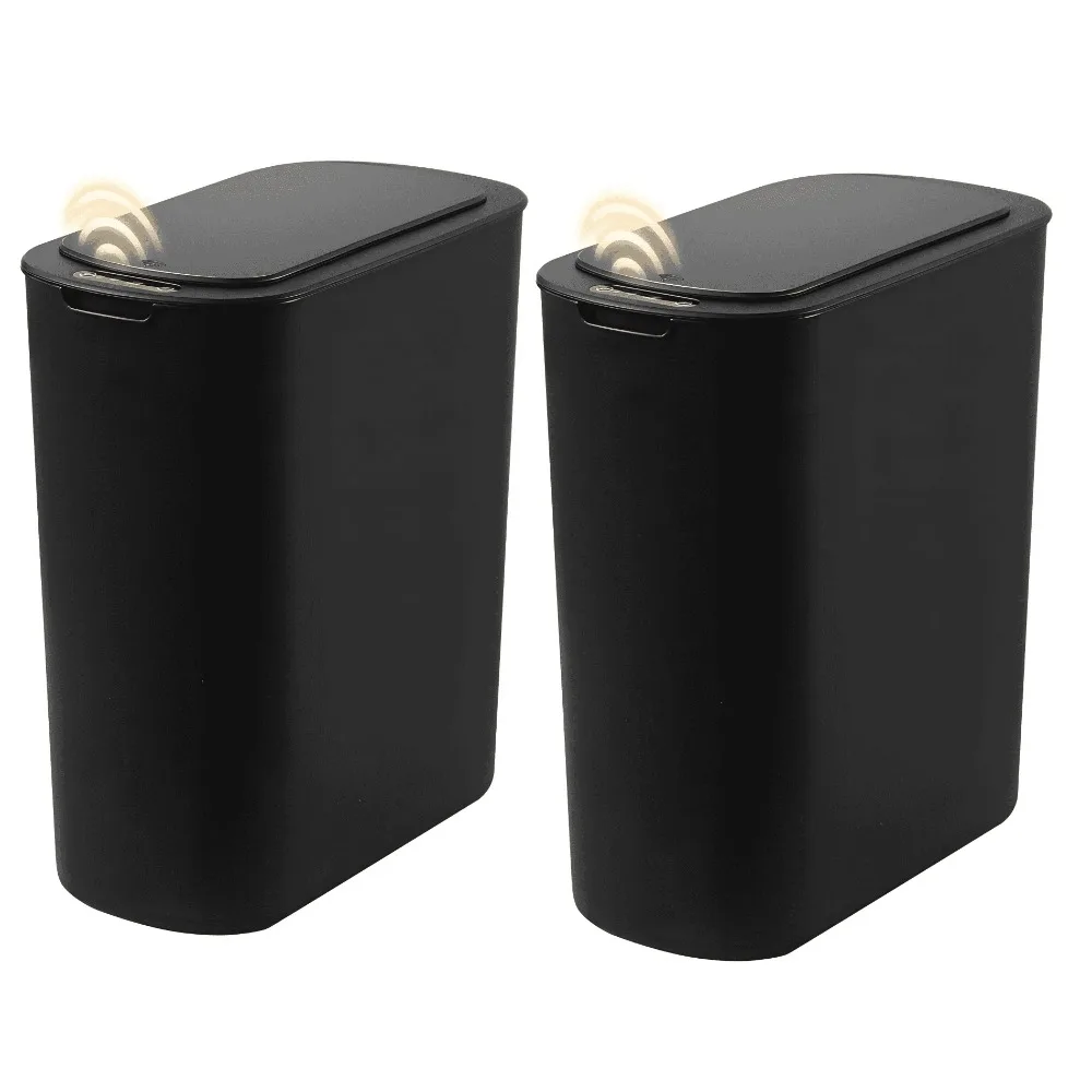 2 Pack Automatic Touchless Trash Can, Small Motion Sensor Smart Trash Can for Bedroom, Bathroom, Kitchen, Office, Living Room