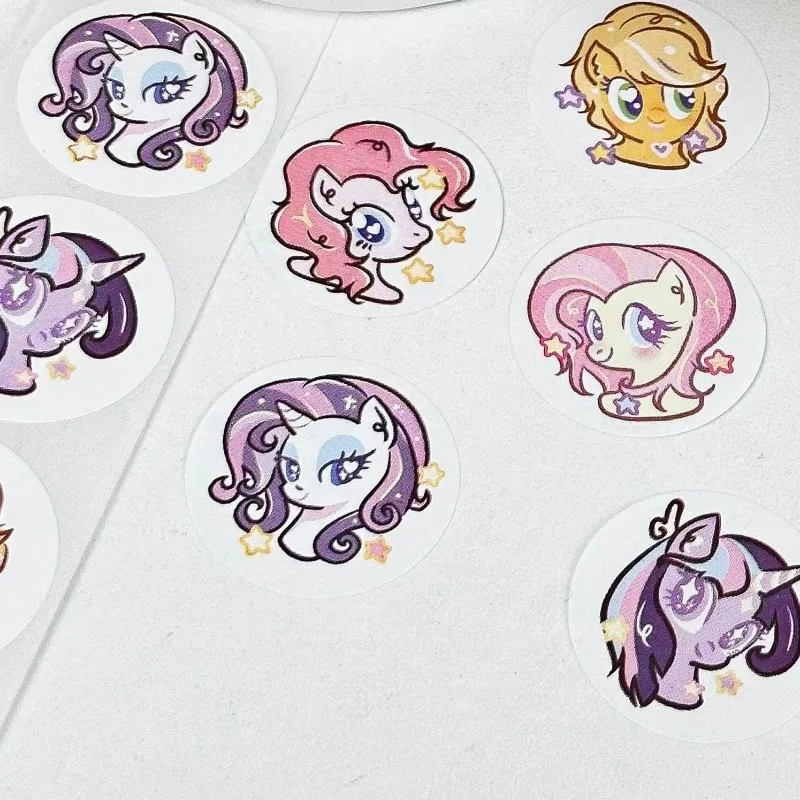 MINISO 500Pcs/set  Anime Cute My Little Pony Stickers Kawaii Round Seal Stickers Rolls Stickers Graffiti Wall Decor Wallpape