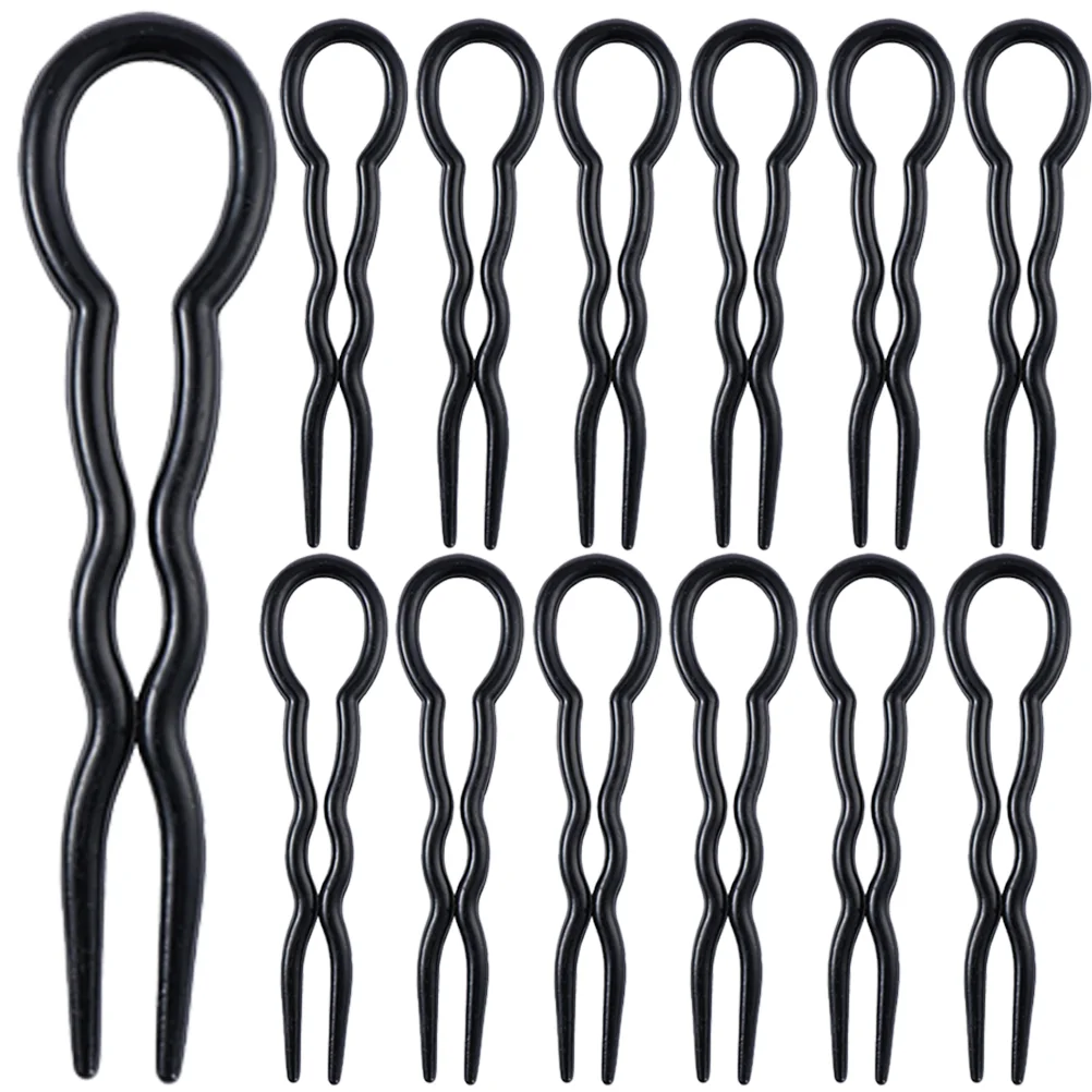 

24 Pcs Quick Hair Styling Tool U-shaped Fork Pieces (black) Girls Hairpin Women Stick Bun Minimalist Accessories Clip