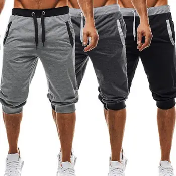 Męskie spodnie letnie spodnie haremowe szorty sportowe spodnie dresowe spodnie do biegania ze sznurkiem odzież sportowa Slim Fit czarny Jogger do codziennej pracy