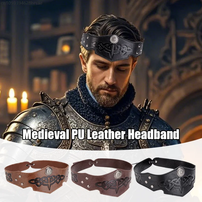 القرون الوسطى الفايكنج تنقش غطاء الرأس تاج بولي Leather الجلود القبعات عصر النهضة القراصنة دور اللعب الدعائم هالوين تأثيري اكسسوارات