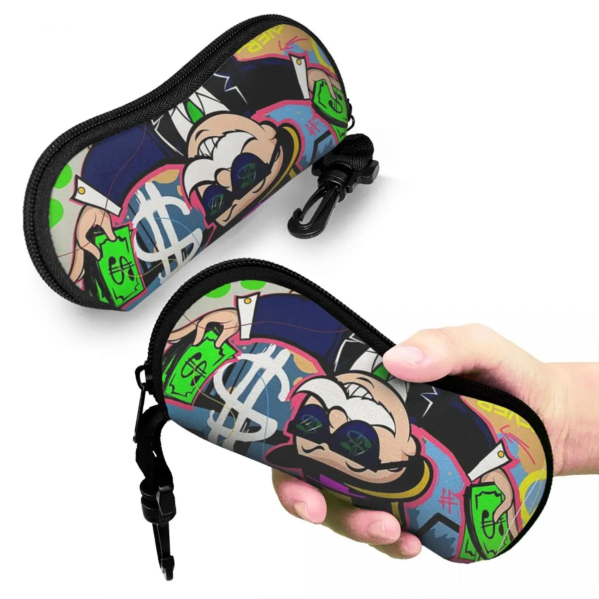 

Monopoly Man Holding Money - Pop Art Shell Glasses Case Protective Sunglasses Box Women Men Soft Eyeglasses Bag Pouch