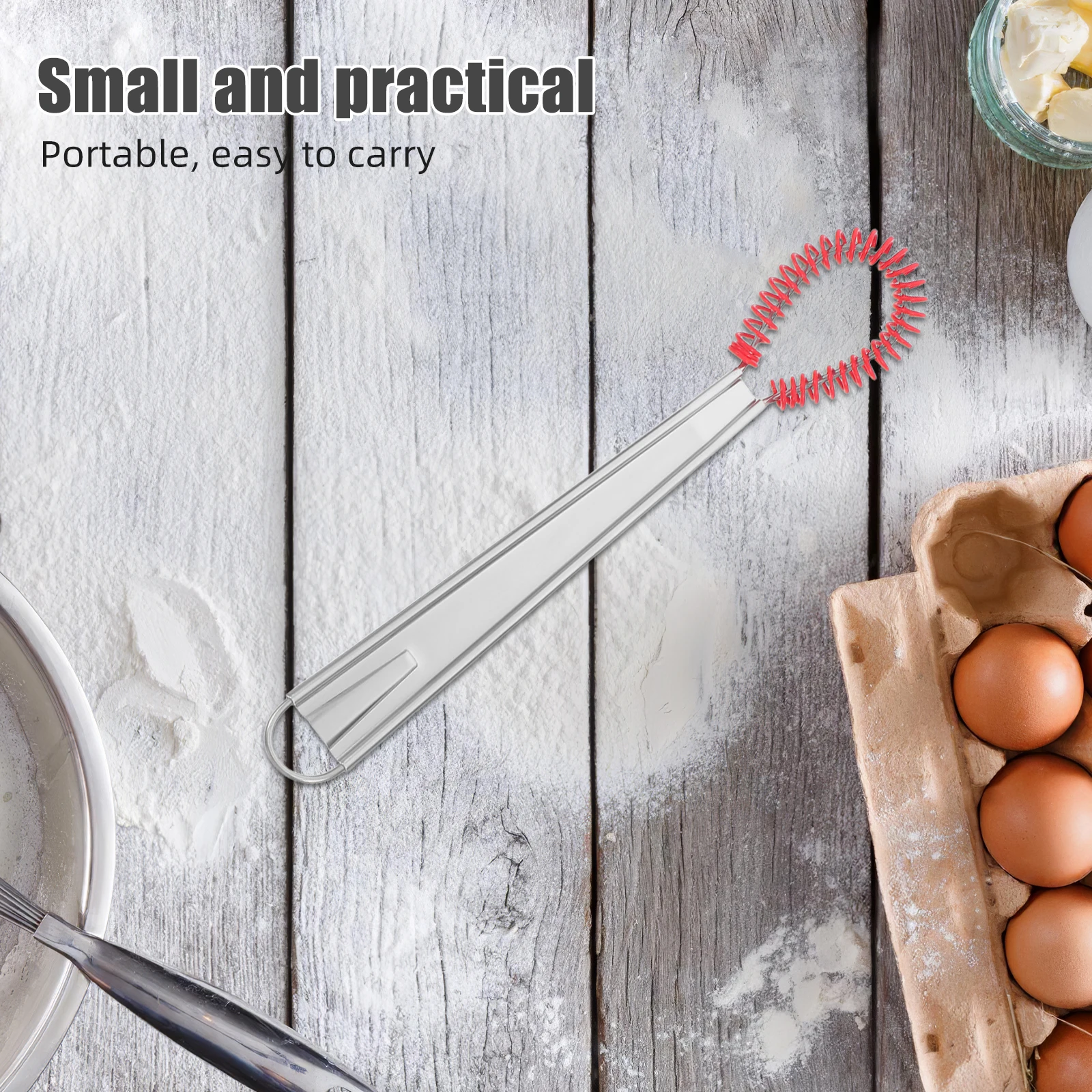 

2 Pcs Stainless Steel Stirrer Dough Mixer Hand Tool Egg Beater Whisk Coffee Held