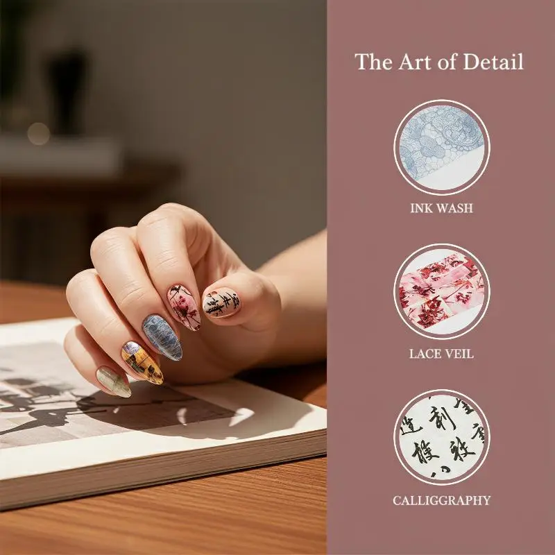 Feng Shui Nail Transfer Foils 10 Sheets Ink Staining Laser Design Nail Art Transfer Papers for Home DIY Manicure Gift Choice