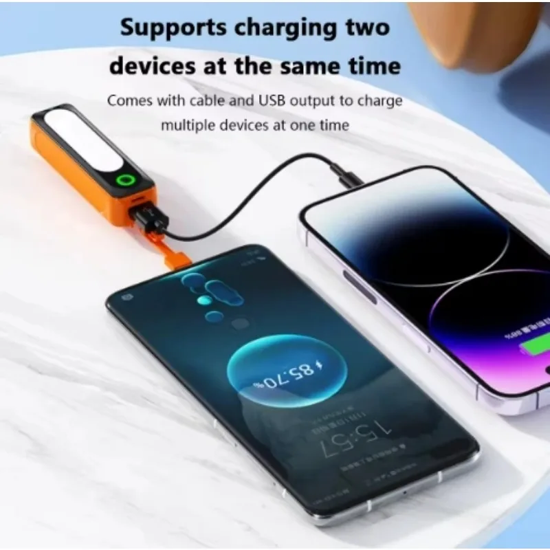 2 IN 1 Ports Portable Capsule Mini Power Bank 3000/5000mah Super Fast Charging PD 22.5W LED Display Transparent Power Bank